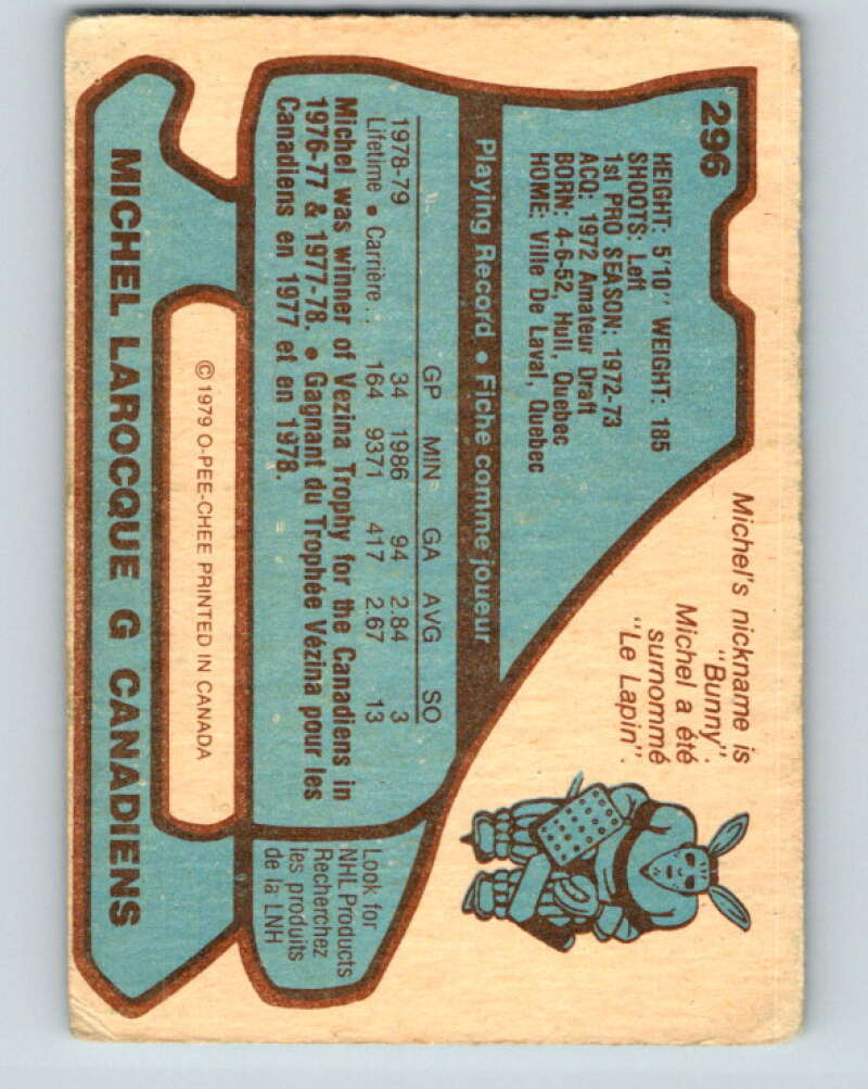 1979-80 O-Pee-Chee #296 Michel Larocque Montreal Canadiens V19580