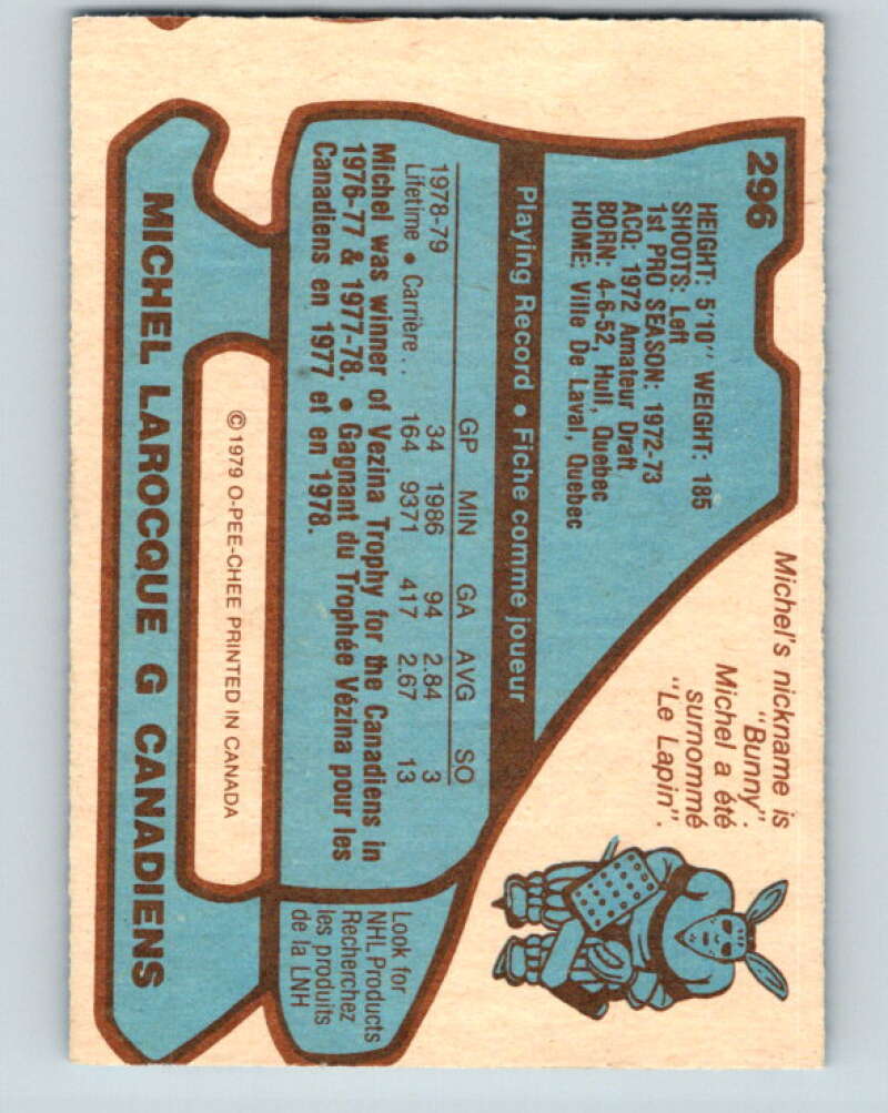 1979-80 O-Pee-Chee #296 Michel Larocque Montreal Canadiens V19581