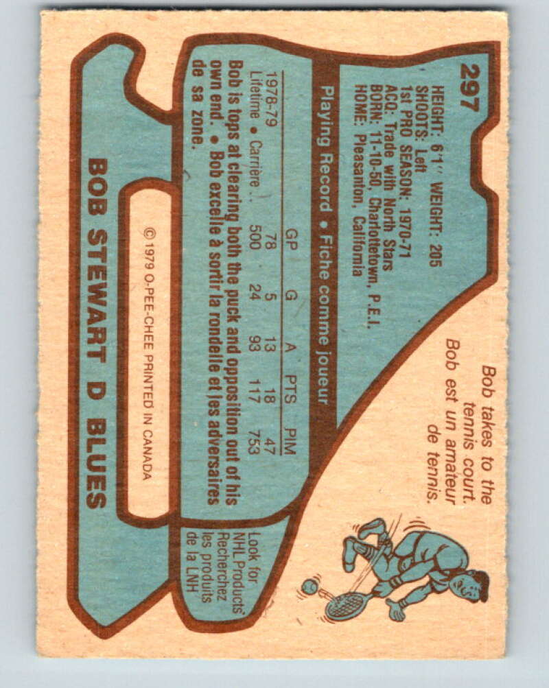 1979-80 O-Pee-Chee #297 Bob Stewart St. Louis Blues V19597