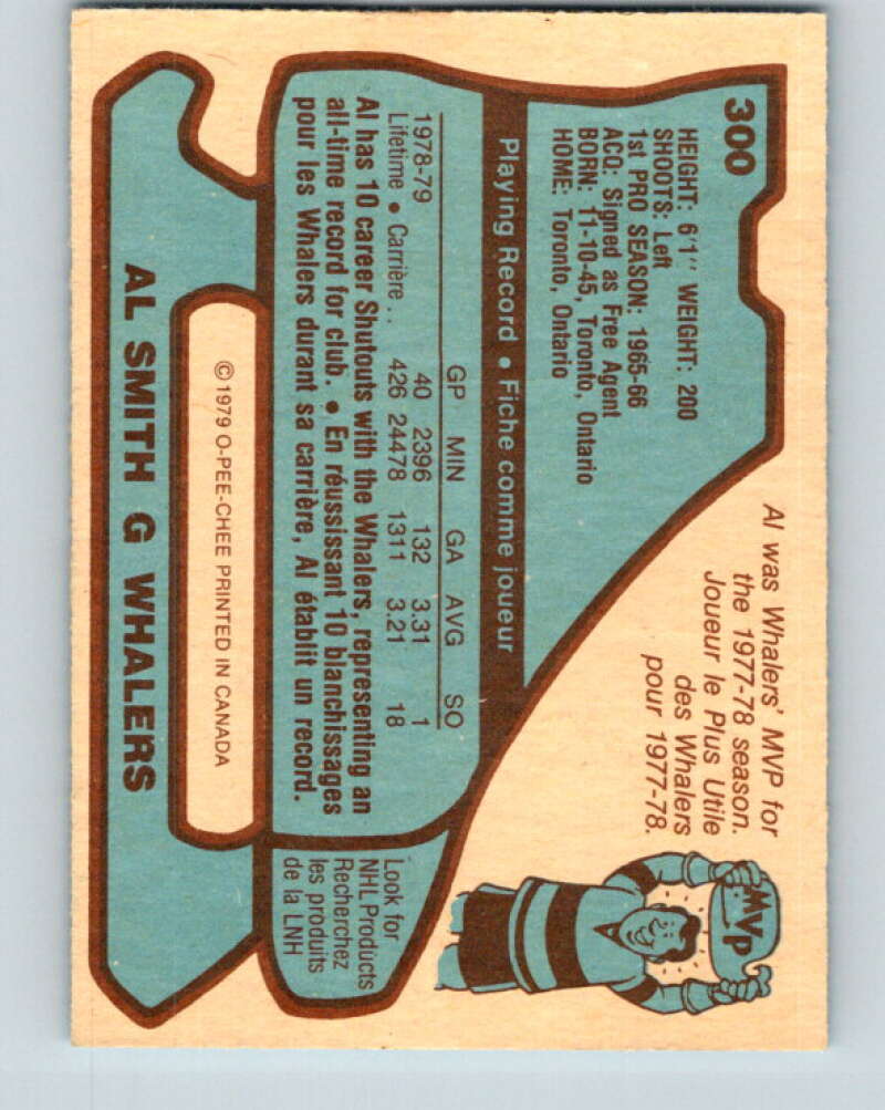1979-80 O-Pee-Chee #300 Al Smith Hartford Whalers V19624