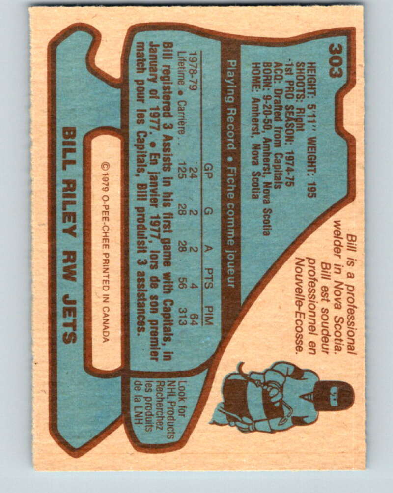 1979-80 O-Pee-Chee #303 Bill Riley Winnipeg Jets V19656