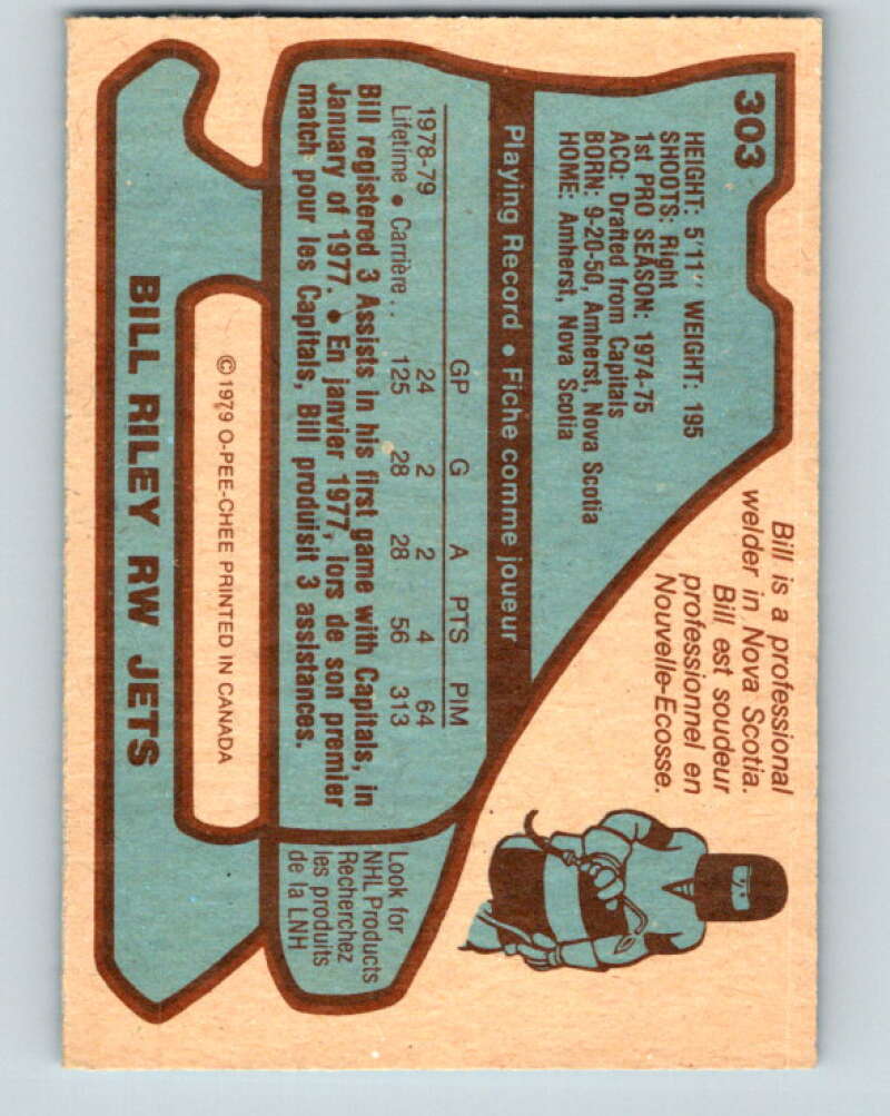 1979-80 O-Pee-Chee #303 Bill Riley Winnipeg Jets V19657