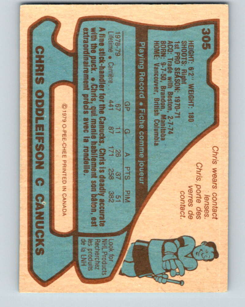 1979-80 O-Pee-Chee #305 Chris Oddleifson Vancouver Canucks V19671