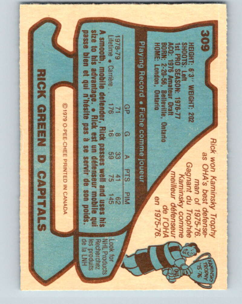 1979-80 O-Pee-Chee #309 Rick Green Washington Capitals V19721