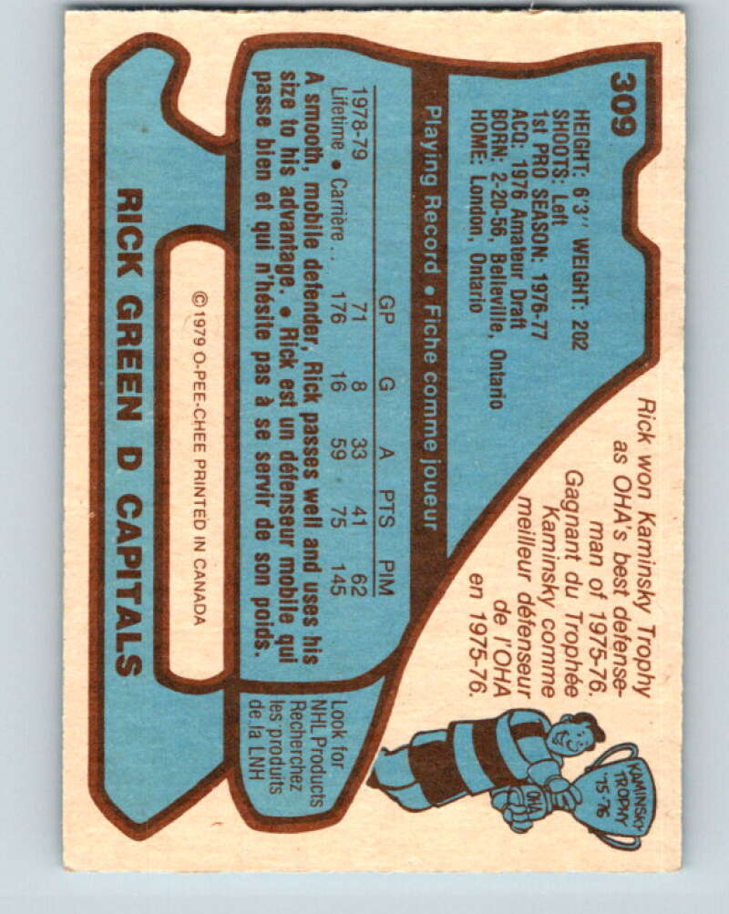 1979-80 O-Pee-Chee #309 Rick Green Washington Capitals V19722