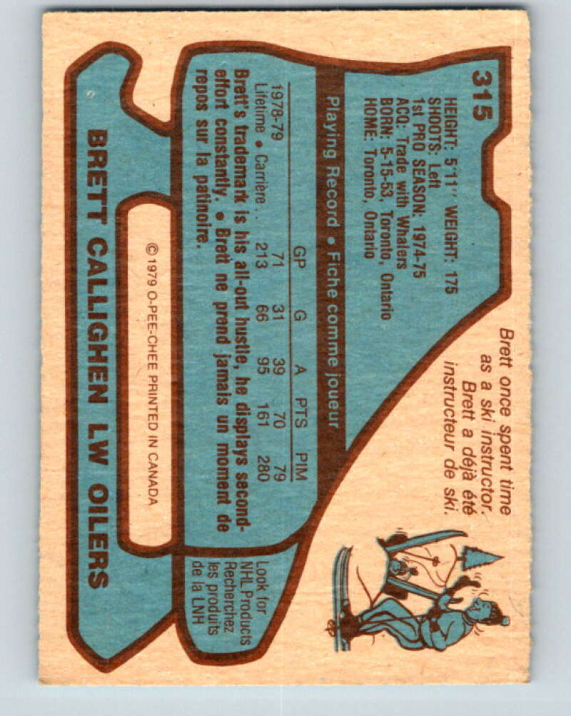 1979-80 O-Pee-Chee #315 Brett Callighen RC Rookie Edmonton Oilers V19775