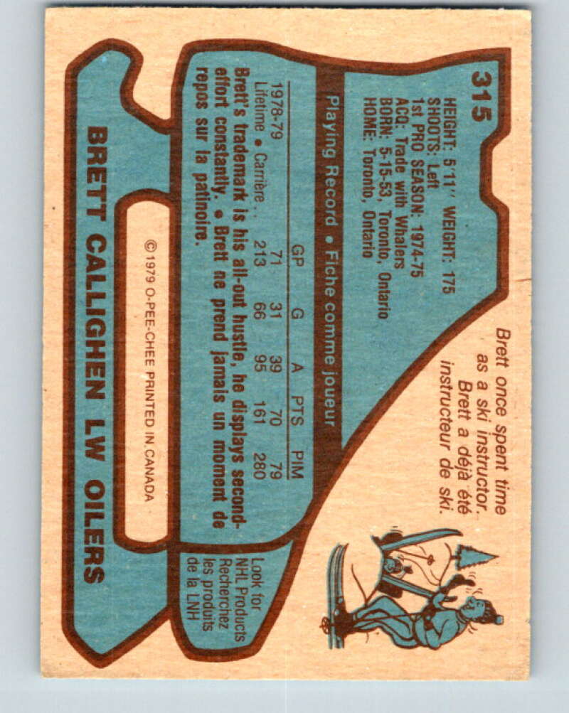 1979-80 O-Pee-Chee #315 Brett Callighen RC Rookie Edmonton Oilers V19776