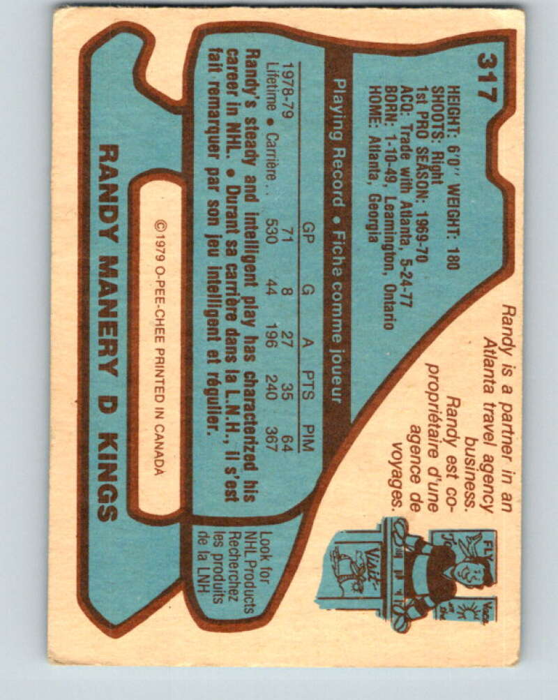 1979-80 O-Pee-Chee #317 Randy Manery Los Angeles Kings V19793
