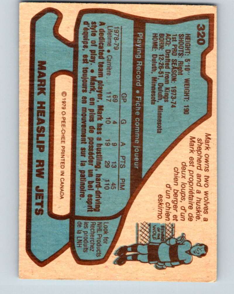 1979-80 O-Pee-Chee #320 Mark Heaslip Winnipeg Jets V19833