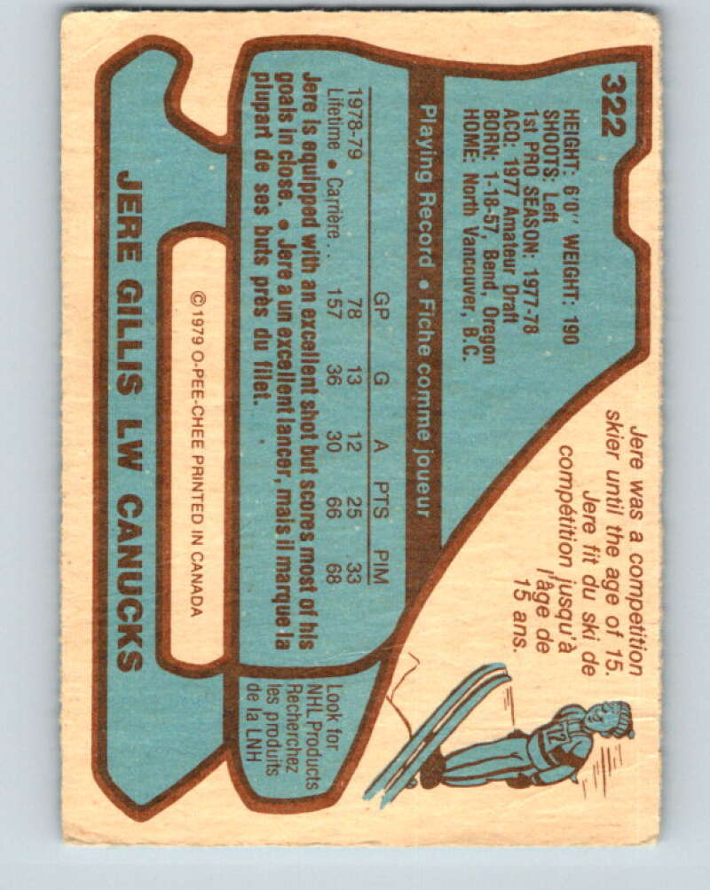 1979-80 O-Pee-Chee #322 Jere Gillis Vancouver Canucks V20013