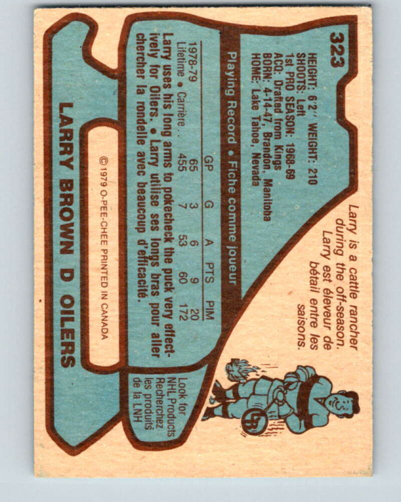 1979-80 O-Pee-Chee #323 Larry Brown Edmonton Oilers V20019