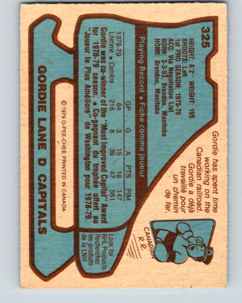 1979-80 O-Pee-Chee #325 Gord Lane Washington Capitals V20042