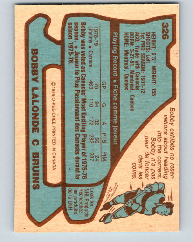 1979-80 O-Pee-Chee #326 Bobby Lalonde Boston Bruins V20056