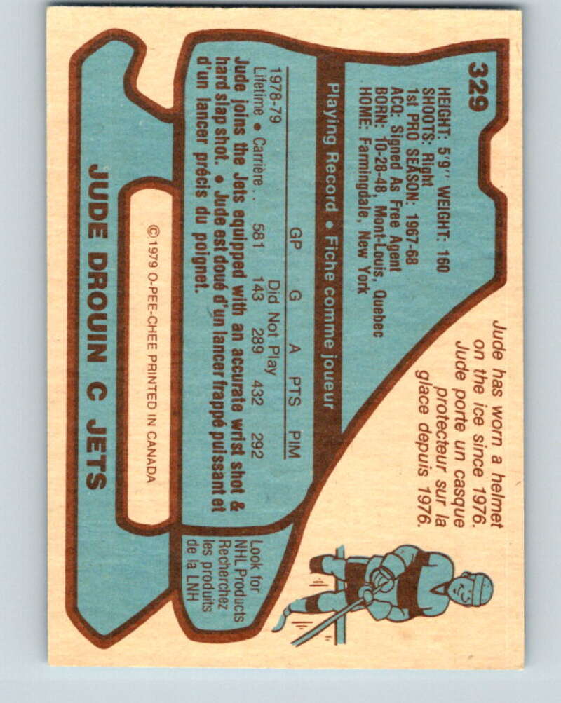 1979-80 O-Pee-Chee #329 Jude Drouin Winnipeg Jets V20091