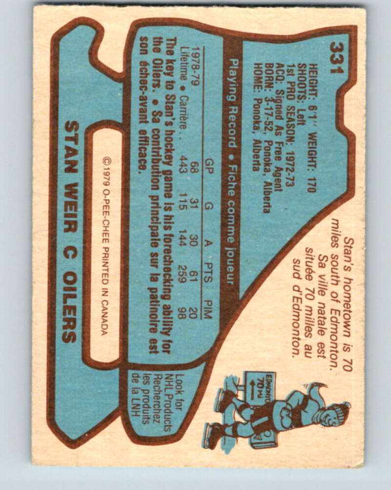 1979-80 O-Pee-Chee #331 Stan Weir Edmonton Oilers V20116