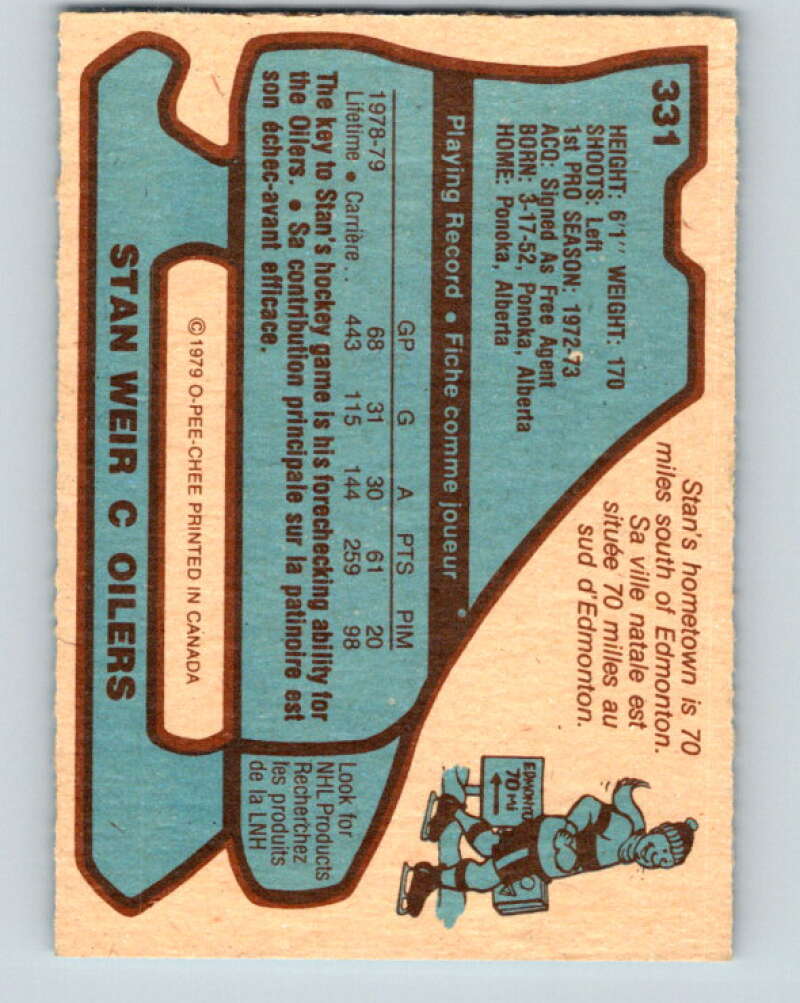 1979-80 O-Pee-Chee #331 Stan Weir Edmonton Oilers V20117
