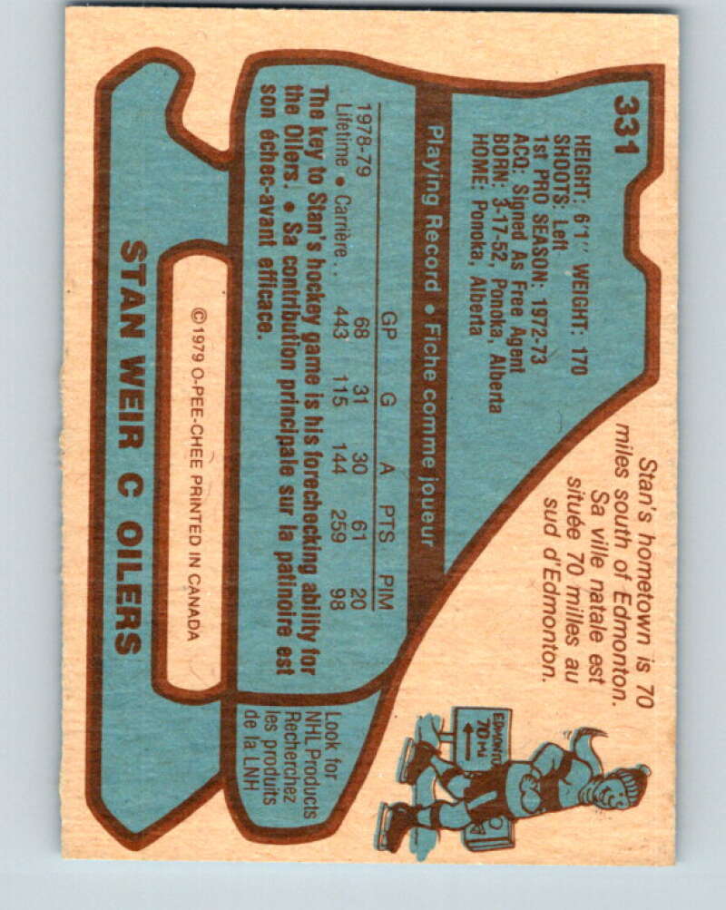1979-80 O-Pee-Chee #331 Stan Weir Edmonton Oilers V20125