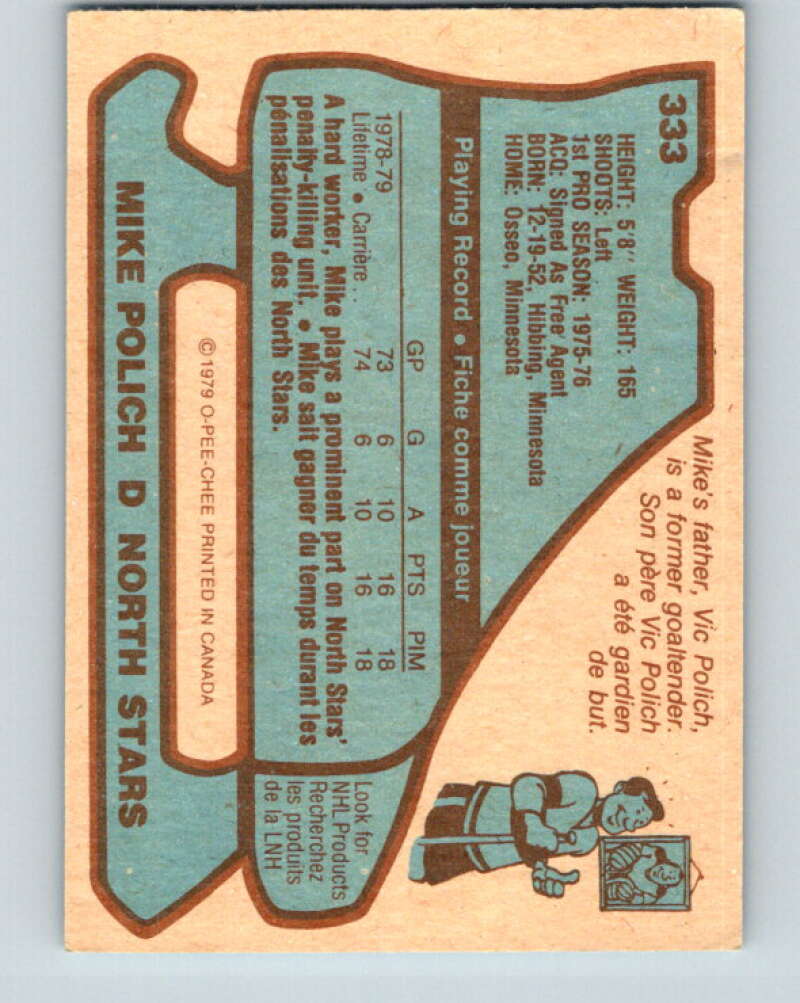 1979-80 O-Pee-Chee #333 Mike Polich RC Rookie Minnesota North Stars V20133