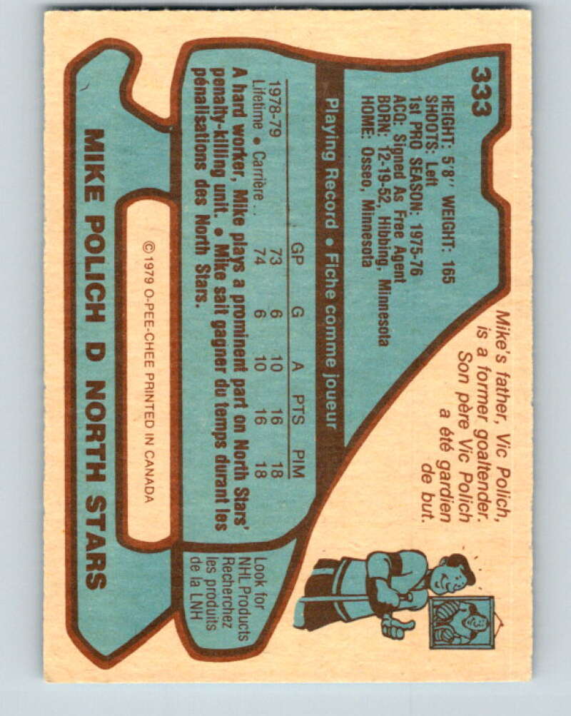 1979-80 O-Pee-Chee #333 Mike Polich RC Rookie Minnesota North Stars V20138