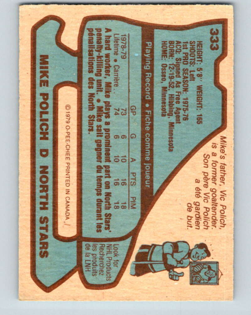 1979-80 O-Pee-Chee #333 Mike Polich RC Rookie Minnesota North Stars V20140