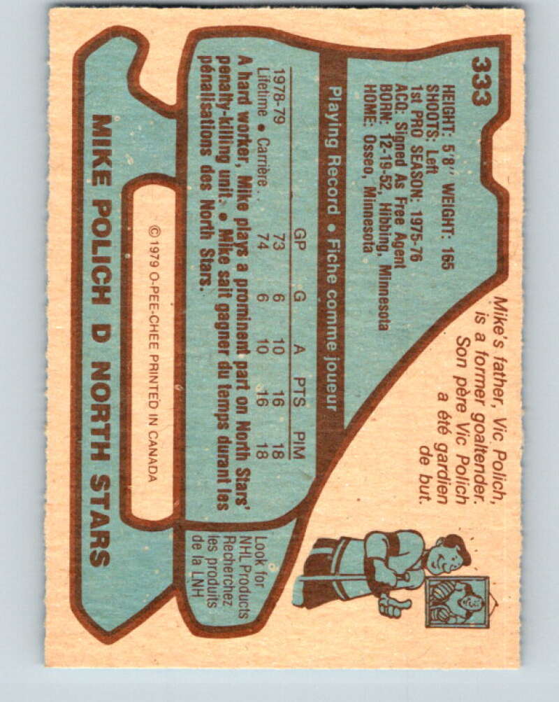 1979-80 O-Pee-Chee #333 Mike Polich RC Rookie Minnesota North Stars V20141