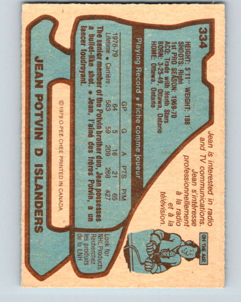 1979-80 O-Pee-Chee #334 Jean Potvin New York Islanders V20150