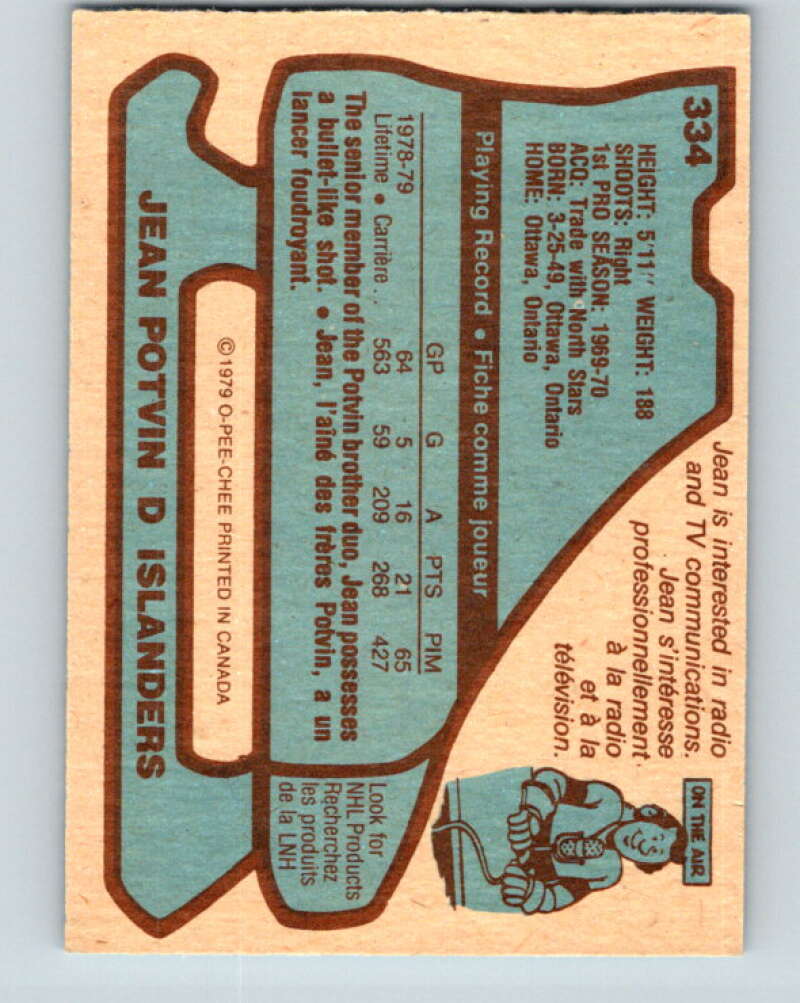 1979-80 O-Pee-Chee #334 Jean Potvin New York Islanders V20152