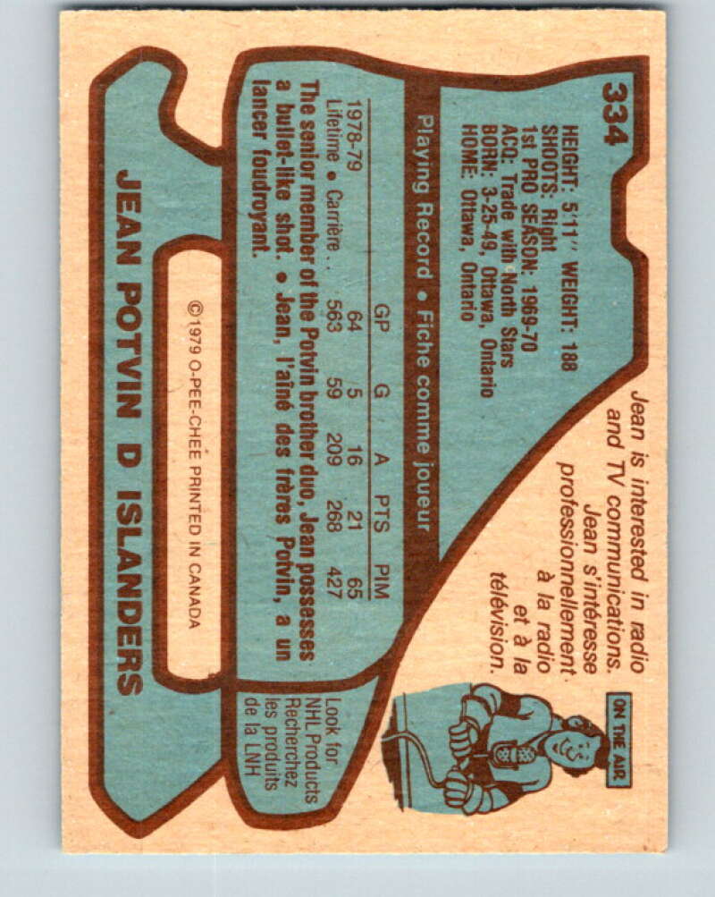 1979-80 O-Pee-Chee #334 Jean Potvin New York Islanders V20153