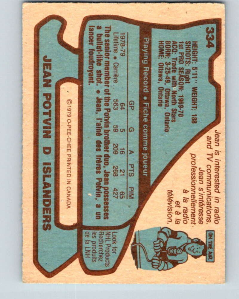 1979-80 O-Pee-Chee #334 Jean Potvin New York Islanders V20154