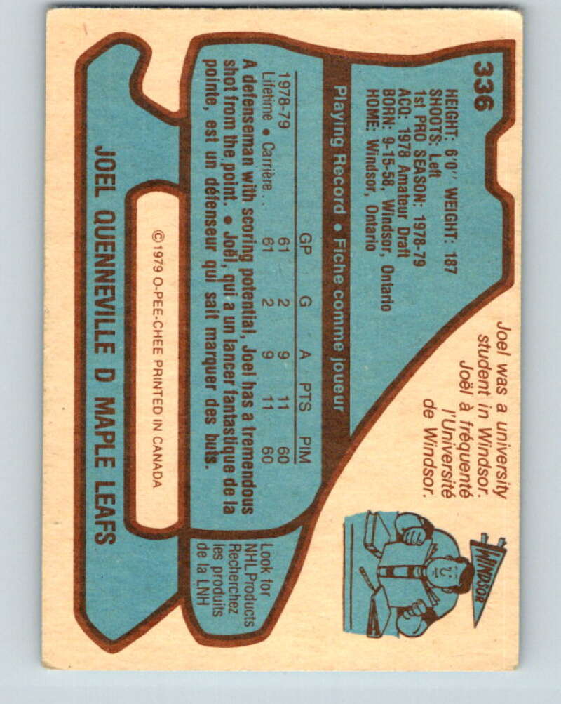 1979-80 O-Pee-Chee #336 Joel Quenneville RC Rookie Toronto Maple Leafs V20181
