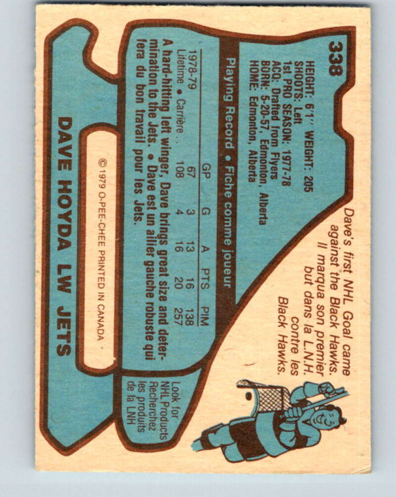 1979-80 O-Pee-Chee #338 Dave Hoyda RC Rookie Winnipeg Jets V20196