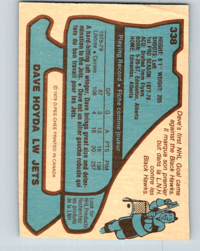 1979-80 O-Pee-Chee #338 Dave Hoyda RC Rookie Winnipeg Jets V20199