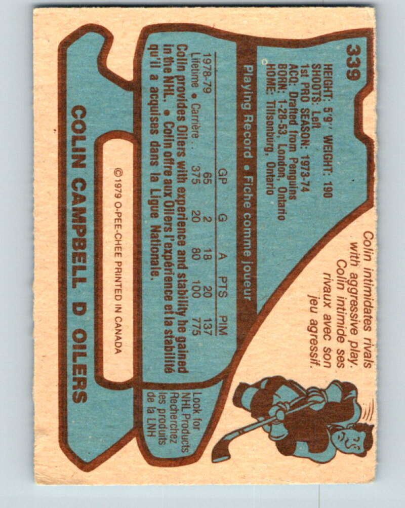 1979-80 O-Pee-Chee #339 Colin Campbell Edmonton Oilers V20203