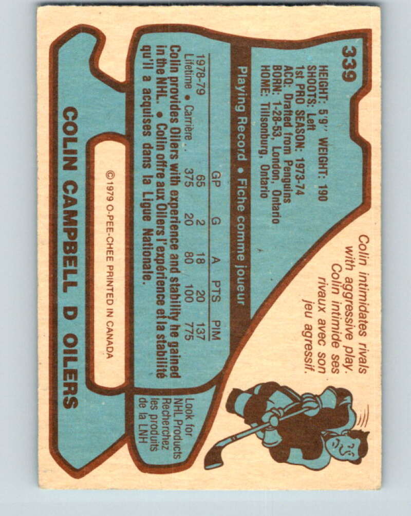 1979-80 O-Pee-Chee #339 Colin Campbell Edmonton Oilers V20204