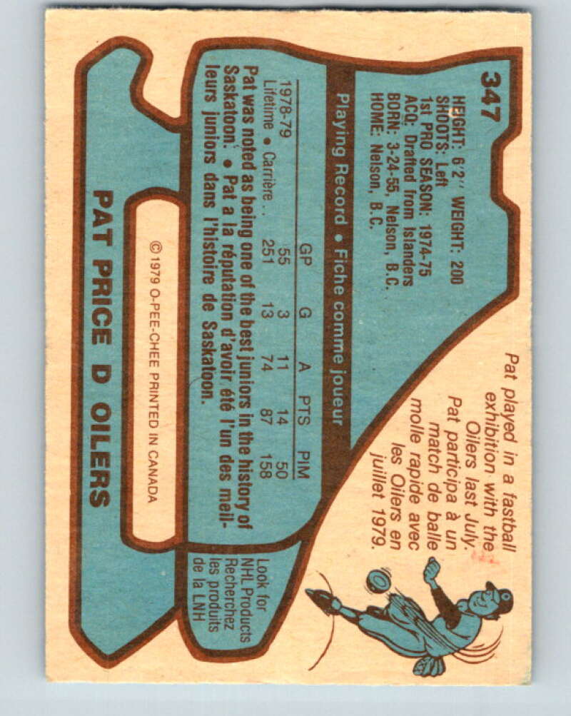 1979-80 O-Pee-Chee #347 Pat Price Edmonton Oilers V20291
