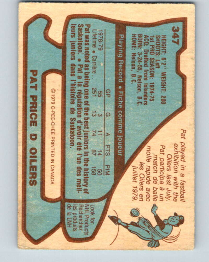1979-80 O-Pee-Chee #347 Pat Price Edmonton Oilers V20296