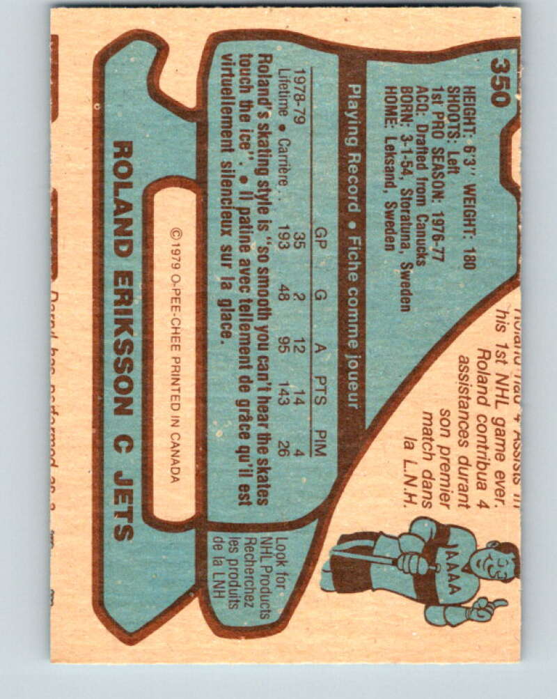 1979-80 O-Pee-Chee #350 Roland Eriksson Winnipeg Jets V20322