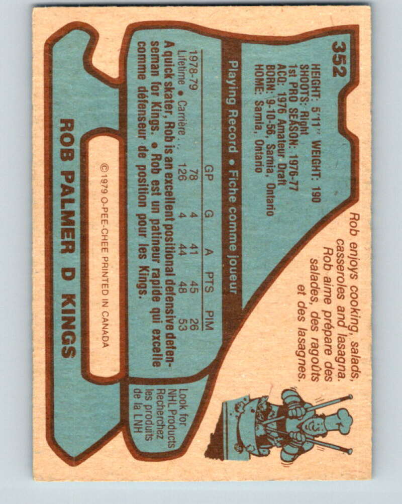 1979-80 O-Pee-Chee #352 Rob Palmer Los Angeles Kings V20343