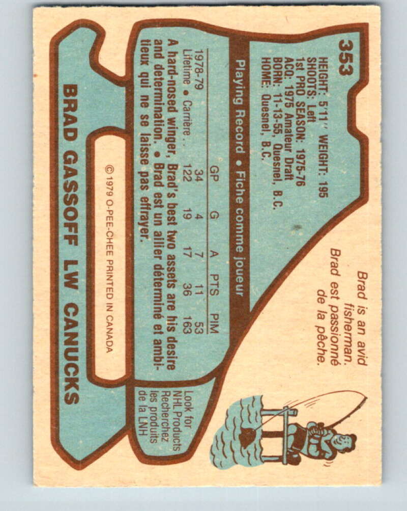 1979-80 O-Pee-Chee #353 Brad Gassoff Vancouver Canucks V20348