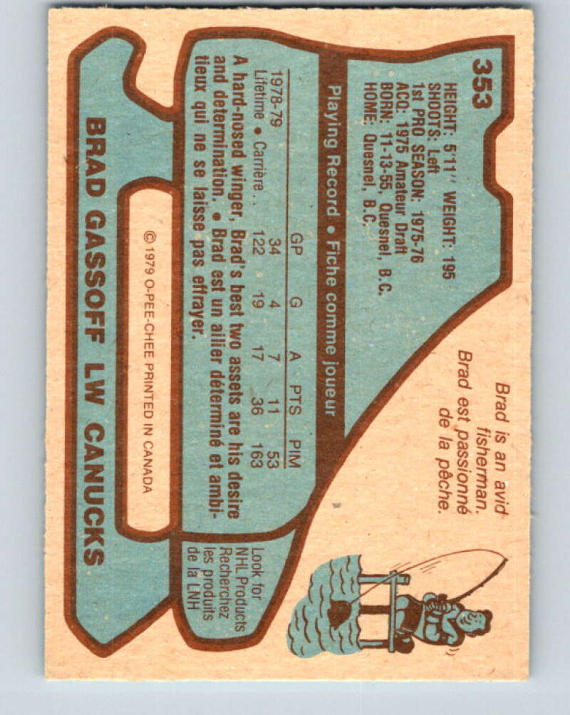 1979-80 O-Pee-Chee #353 Brad Gassoff Vancouver Canucks V20350