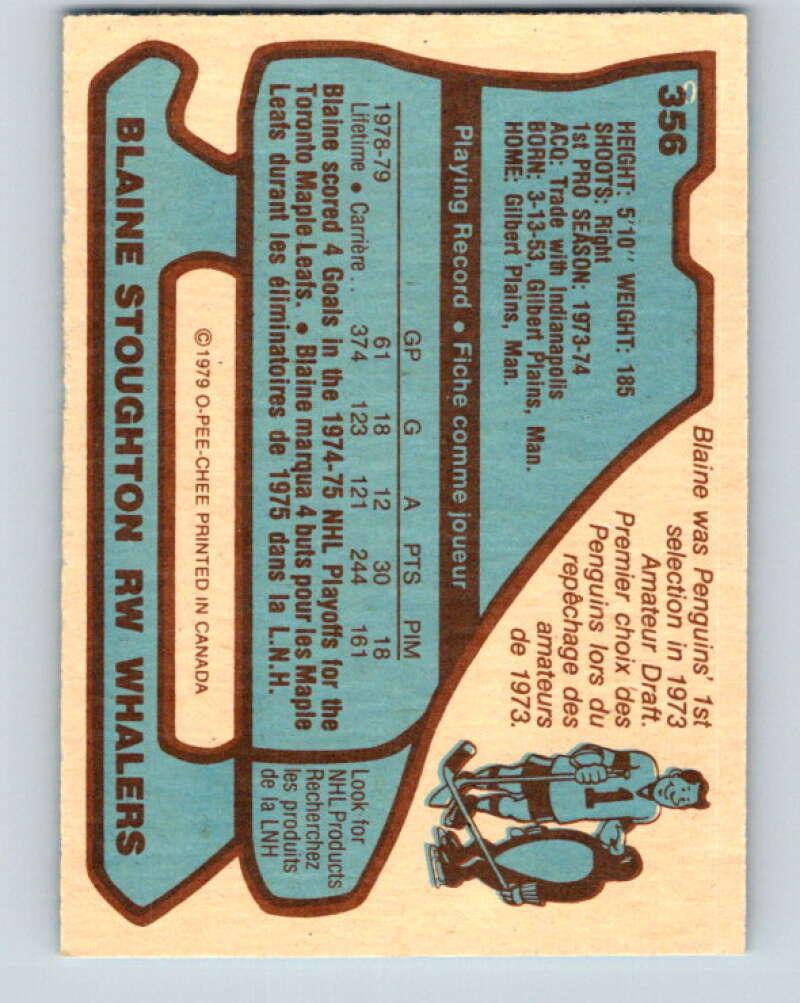 1979-80 O-Pee-Chee #356 Blaine Stoughton Hartford Whalers V20378