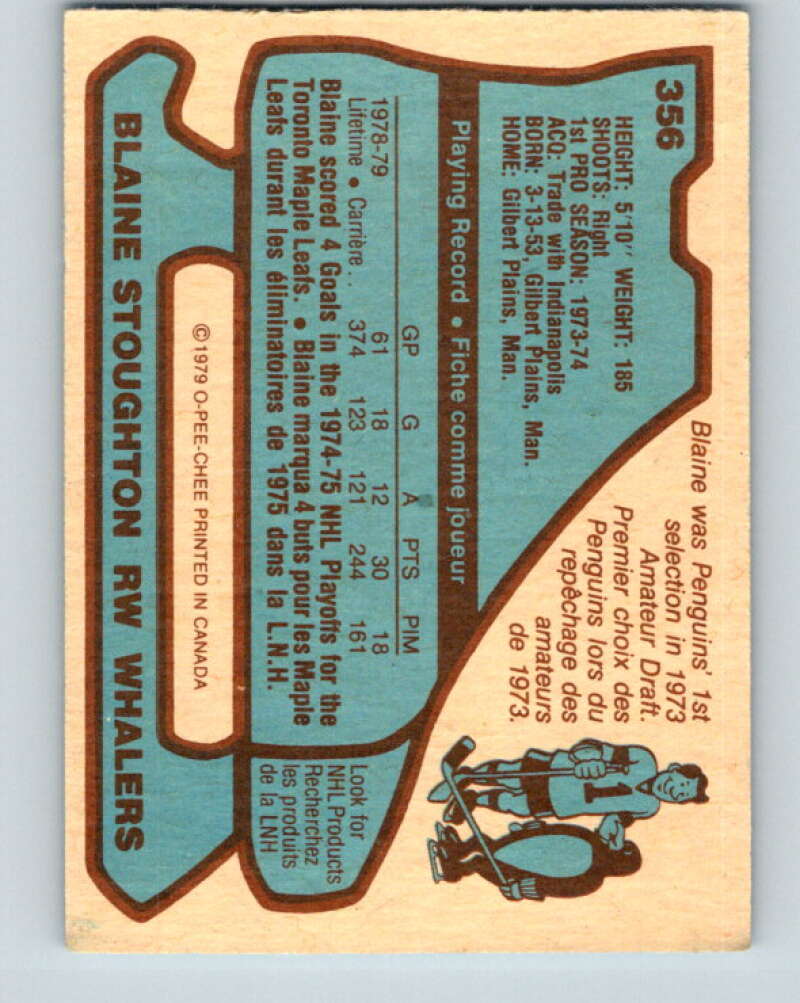 1979-80 O-Pee-Chee #356 Blaine Stoughton Hartford Whalers V20379