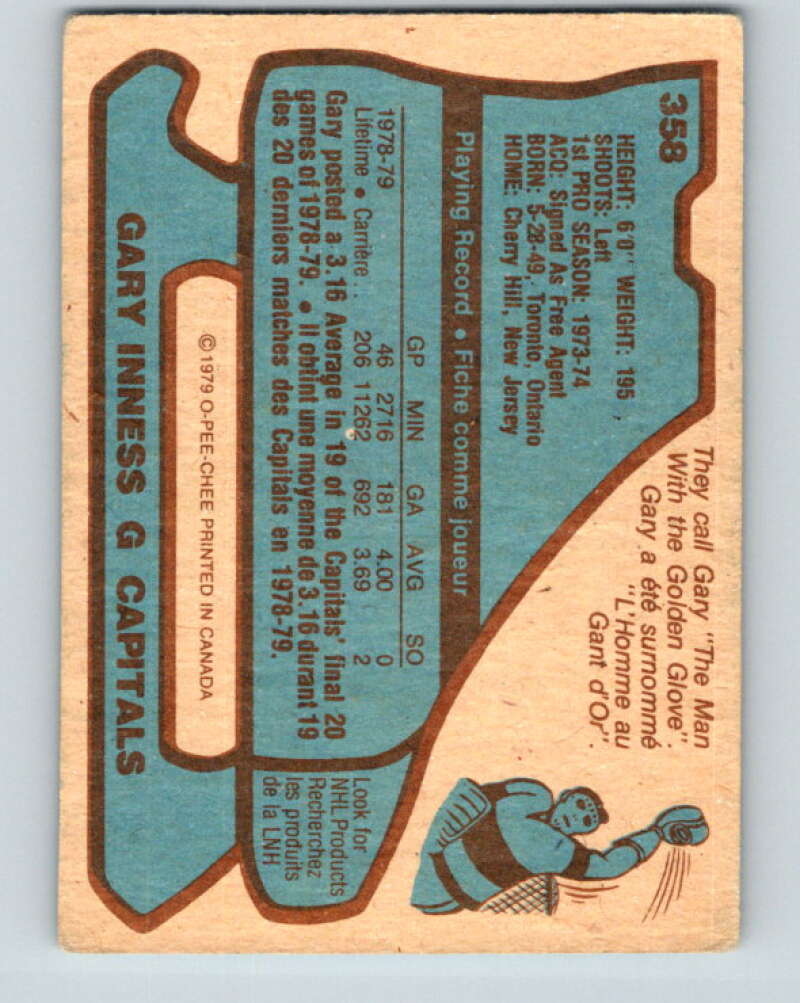 1979-80 O-Pee-Chee #358 Gary Inness Washington Capitals V20392