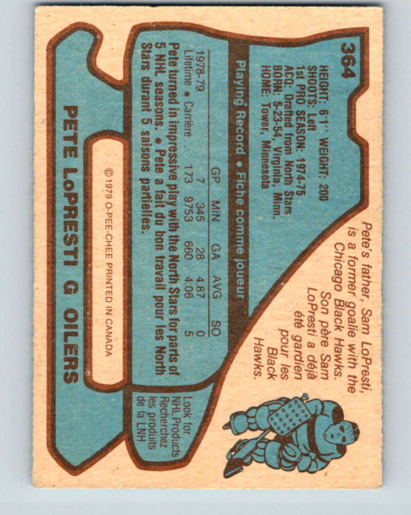 1979-80 O-Pee-Chee #364 Pete LoPresti Edmonton Oilers V20448