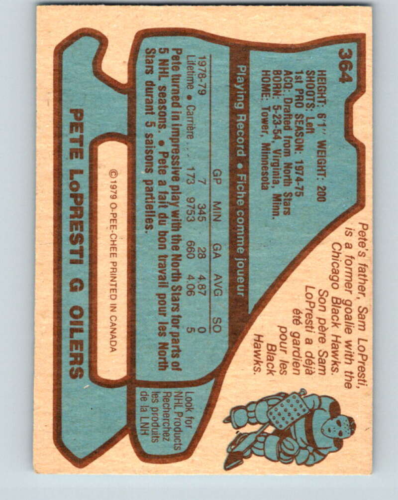 1979-80 O-Pee-Chee #364 Pete LoPresti Edmonton Oilers V20451