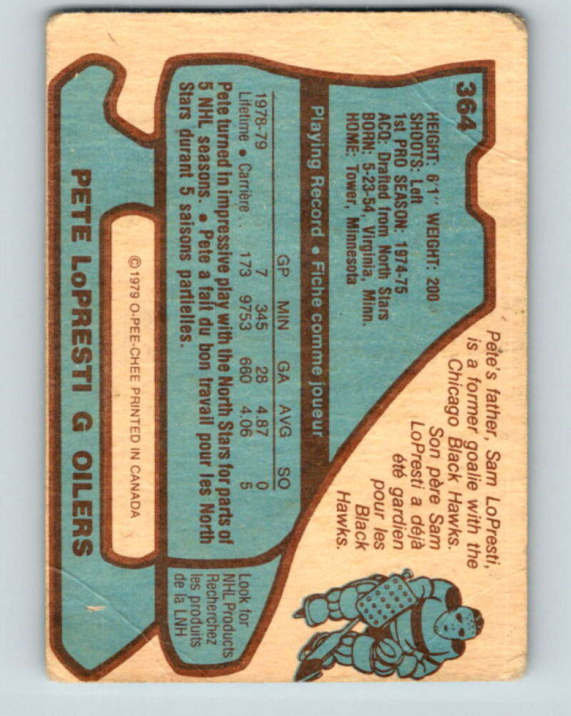 1979-80 O-Pee-Chee #364 Pete LoPresti Edmonton Oilers V20458