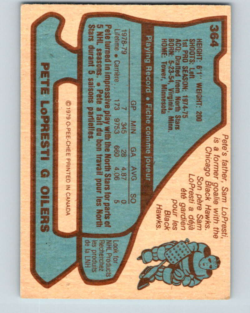 1979-80 O-Pee-Chee #364 Pete LoPresti Edmonton Oilers V20464