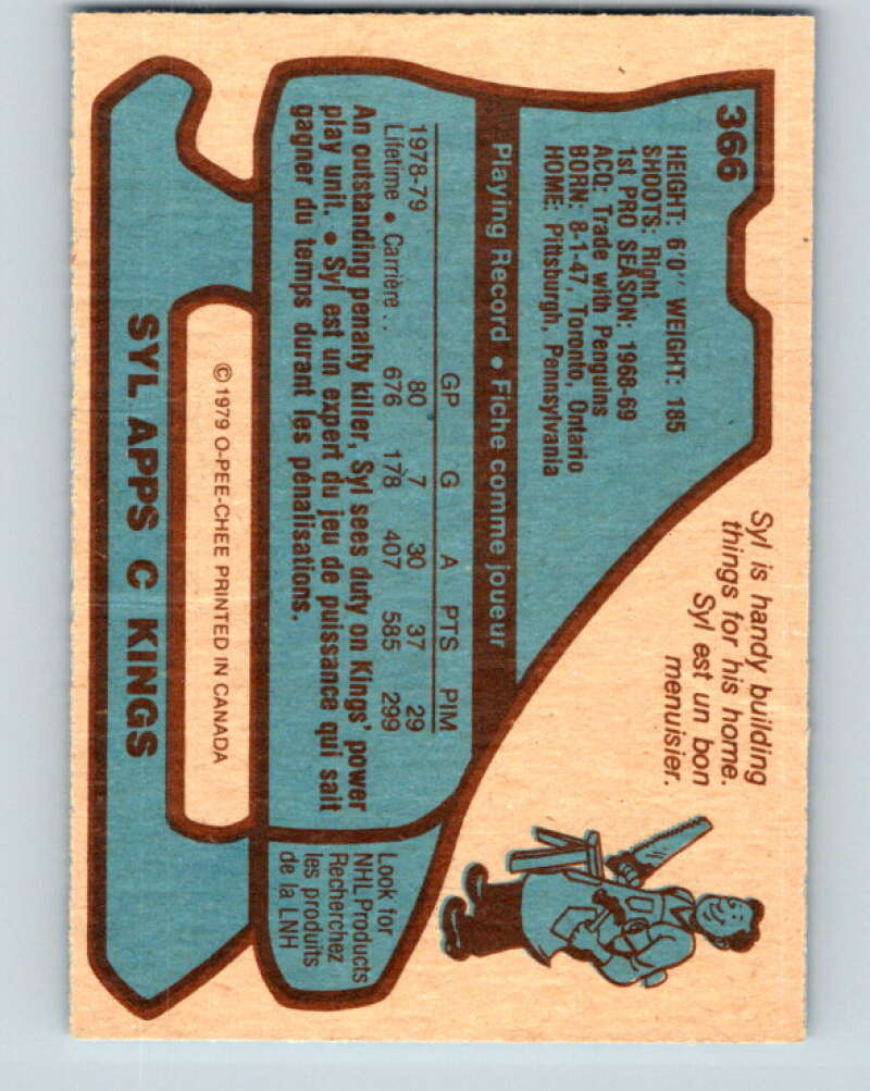 1979-80 O-Pee-Chee #366 Syl Apps Jr. Los Angeles Kings V20468