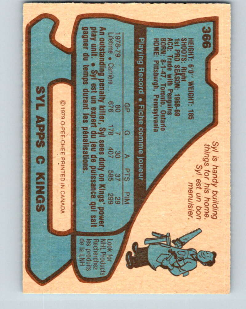 1979-80 O-Pee-Chee #366 Syl Apps Jr. Los Angeles Kings V20469