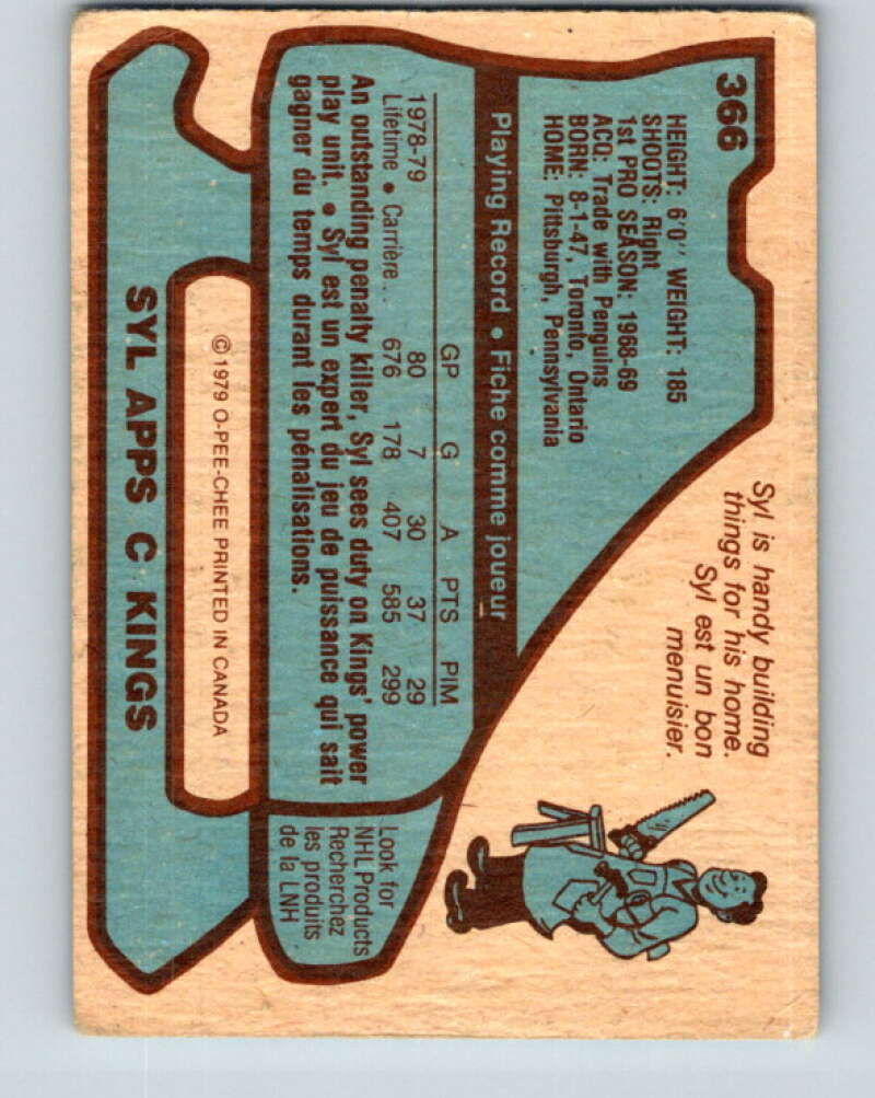 1979-80 O-Pee-Chee #366 Syl Apps Jr. Los Angeles Kings V20471